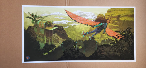 'Flight Lessons' - mixed media fine art print (w/ acrylic paint)
